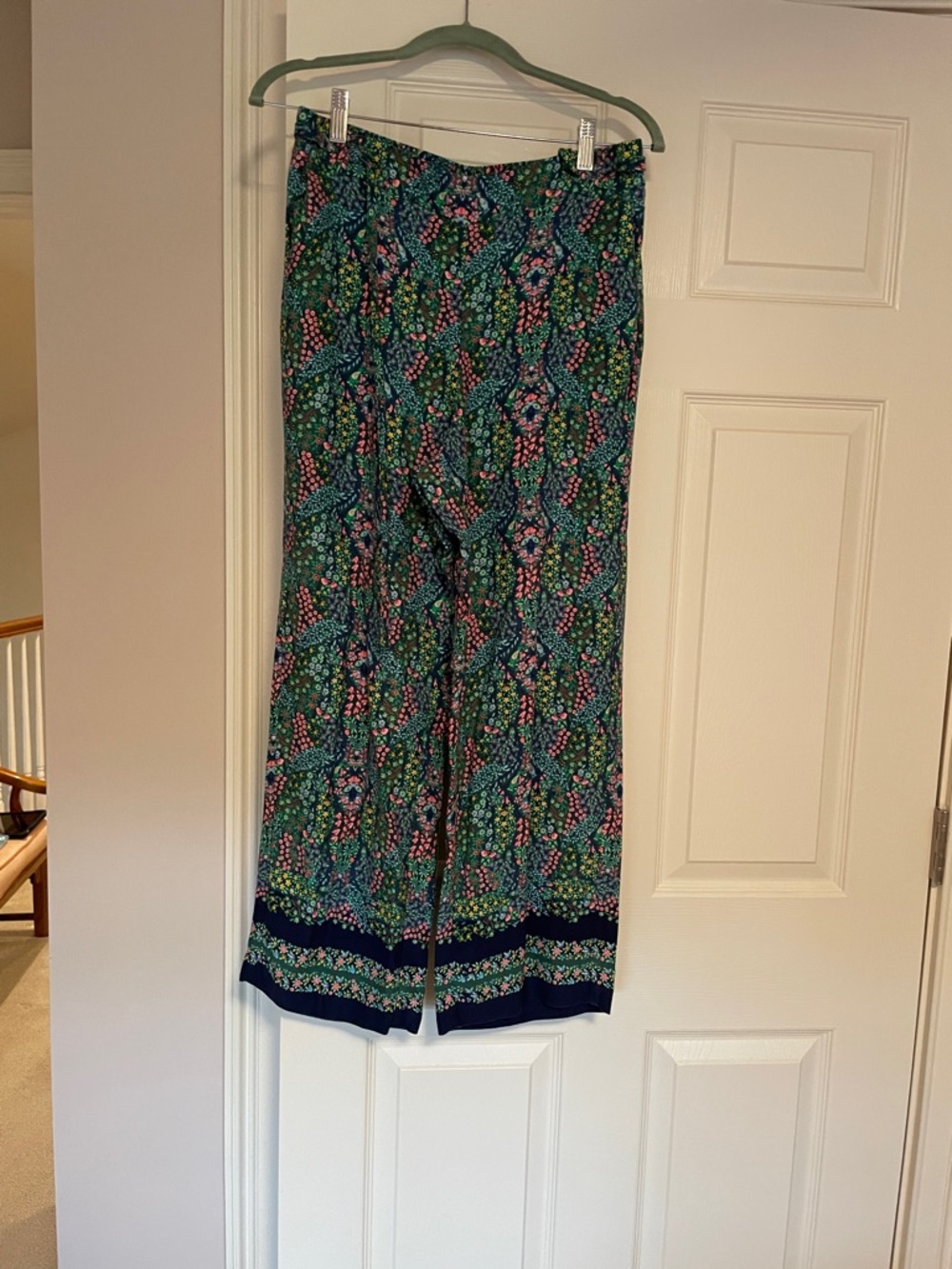Talbots Navy & Green Floral Wide-Leg Pants